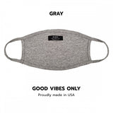 GREY UNISEX MASK COVER FACE FOR VIRUSES PROTECTION FASHION COTTON MADE IN USA