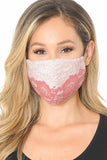 Lace Contrast 4x-Layered Filter Washable Face Mask