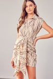 PRINT FRONT TIE DRESS