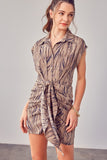 PRINT FRONT TIE DRESS