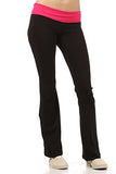 Fashion Secrets Women's Cotton Lycra With Contrast Color Waistband Yoga Pants - Fashion Secrets