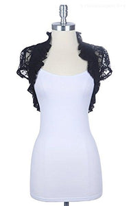 Women's Short Sleeve Lace Smoked Shrug Bolero, Cropped Jacket Short Cardigan