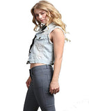 Fashion Secrets Women`s Light Blue Denim / Jeans Short Casual Vest Casual Jacket