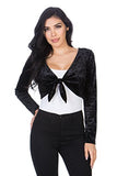 Fashion Secrets Women`s Collarless Open Front Velvet Bolero Shrug Cardigan Cropped Jacket