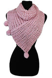 Triangle Design with Pom Pom Neck Warm Knitted Scarf