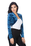 Fashion Secrets Women`s Collarless Open Front Velvet Bolero Shrug Cardigan Cropped Jacket