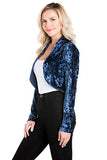 navy blue velvet cardigan jacket blazer velour bolero shrug