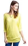 Women's 3/4 Dolman Sleeve Top Batwing Boatneck Blouse T Shirt - Fashion Secrets