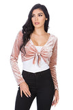 Fashion Secrets Women`s Front Knot Tie Velvet Bolero Shrug Cardigan Jacket, Plus Sizes