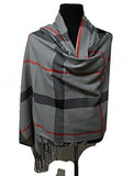 Fashion Secrets Plaid Design Super Softness Silk Pashmina Feel Shawls Scarf