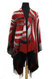 Fashion Secrets Women`s Two Tone Floral - Tiger - Leopard Printed Reversible Draped Cape Wool - Cashmere Felt Poncho Shawl Cardigan Sweater