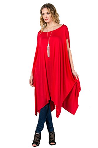 Fashion Secrets Women Boho Oversized Tunic Top Loose T shirt Poncho Dress