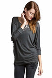 Women's 3/4 Dolman Sleeve Top Batwing Boatneck Blouse T Shirt - Fashion Secrets