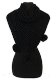 Triangle Design with Pom Pom Neck Warm Knitted Scarf