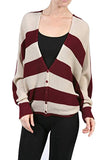 Fashion Secrets Knitted Striped Loose Sweater Cardigan