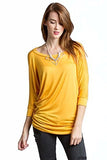 Women's 3/4 Dolman Sleeve Top Batwing Boatneck Blouse T Shirt - Fashion Secrets