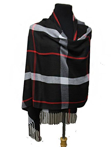 Fashion Secrets Plaid Design Super Softness Silk Pashmina Feel Shawls Scarf