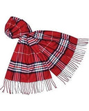 Fashion Secret Soft Checked Plaid Cashmere Feel with Twisted Fringe Scarf Wrap Shawl