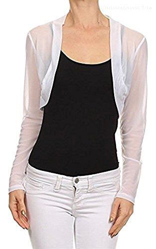 Fashion Secrets Women Long Sleeve Sheer Chiffon Sleeves Bolero Shrug Cardigan - Fashion Secrets