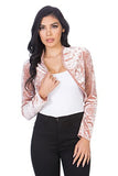 rose gold pink velvet velour bolero shrug cardigan jacket