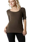 Fashion Secrets 3/4 Juniors Elbow Sleeve Scoop Neck Cotton T- Shirts Basics Top