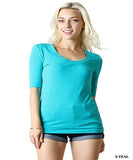 Fashion Secrets 3/4 Juniors Elbow Sleeve Scoop Neck Cotton T- Shirts Basics Top