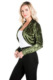 olive green velvet velour cardigan jacket bolero shrug 