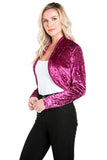 Fashion Secrets Women`s Collarless Open Front Velvet Bolero Shrug Cardigan Cropped Jacket