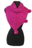 Triangle Design with Pom Pom Neck Warm Knitted Scarf