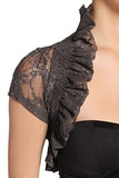 grey gray charcoal lace ruffles shrug bolero