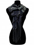 Fashion Secrets Women Ruffled Soft Scarf, Shinny Trimming, Fringed Ends Neck Wrap - Fashion Secrets
