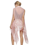 Fashion Secrets Swimwear Cover Up , beach wear , bikini cover up, Chiffon long Vest with Lace