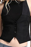 Fashion Secrets Juniors Satin Racerback Waistcoat Black Vest