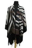 Fashion Secrets Women`s Two Tone Floral - Tiger - Leopard Printed Reversible Draped Cape Wool - Cashmere Felt Poncho Shawl Cardigan Sweater