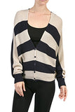 Fashion Secrets Knitted Striped Loose Sweater Cardigan