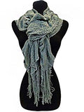 Fashion Secrets Women Ruffled Soft Scarf, Shinny Trimming, Fringed Ends Neck Wrap - Fashion Secrets
