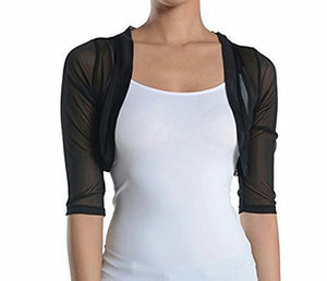 Fashion Secrets Women's Sheer Chiffon Bolero Shrug Jacket Cardigan 3/4 Sleeve - Fashion Secrets