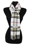 Fashion Secret Soft Checked Plaid Cashmere Feel with Twisted Fringe Scarf Wrap Shawl