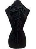 Fashion Secrets Women Ruffled Soft Scarf, Shinny Trimming, Fringed Ends Neck Wrap - Fashion Secrets