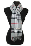 Fashion Secret Soft Checked Plaid Cashmere Feel with Twisted Fringe Scarf Wrap Shawl