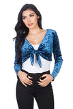 Fashion Secrets Women`s Front Knot Tie Velvet Bolero Shrug Cardigan Jacket, Pus Sizes