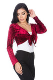 Fashion Secrets Women`s Front Knot Tie Velvet Bolero Shrug Cardigan Jacket, Plus Sizes