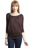 Women's 3/4 Dolman Sleeve Top Batwing Boatneck Blouse T Shirt - Fashion Secrets