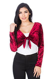 Fashion Secrets Women`s Collarless Open Front Velvet Bolero Shrug Cardigan Cropped Jacket