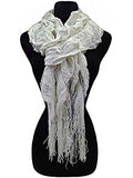 Fashion Secrets Women Ruffled Soft Scarf, Shinny Trimming, Fringed Ends Neck Wrap - Fashion Secrets