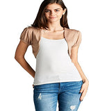 Fashion Secrets Women Collarless Rayon Short Sleeve Cropped Bolero Shrug Jacket, Colors & Plus Sizes