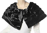 Fashion Secrets Women Fur w Satin Bow/Lace & Satin/Reversible Capelet Jacket Shrug Bolero
