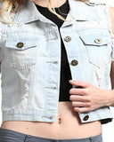 Fashion Secrets Women`s Light Blue Denim / Jeans Short Casual Vest Casual Jacket