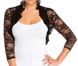 3/4 sleeve lace smocked ruffle bolero shrug cardigan jacket women 