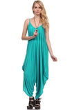 Fashion Secrets Solid Women Harem Overall Summer Jumpsuit Romper Green Jade